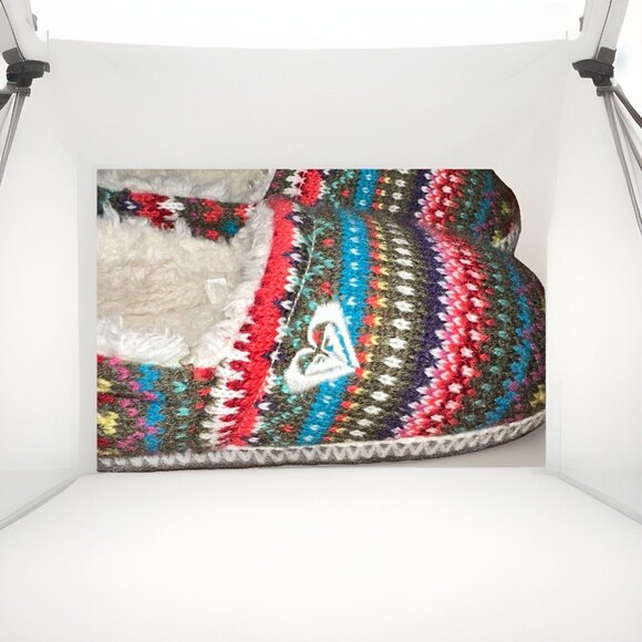 Roxy Snowbird Slipper Children Size 3 Woven Hegge Faux Shearling Scandinavian - Picture 4 of 8